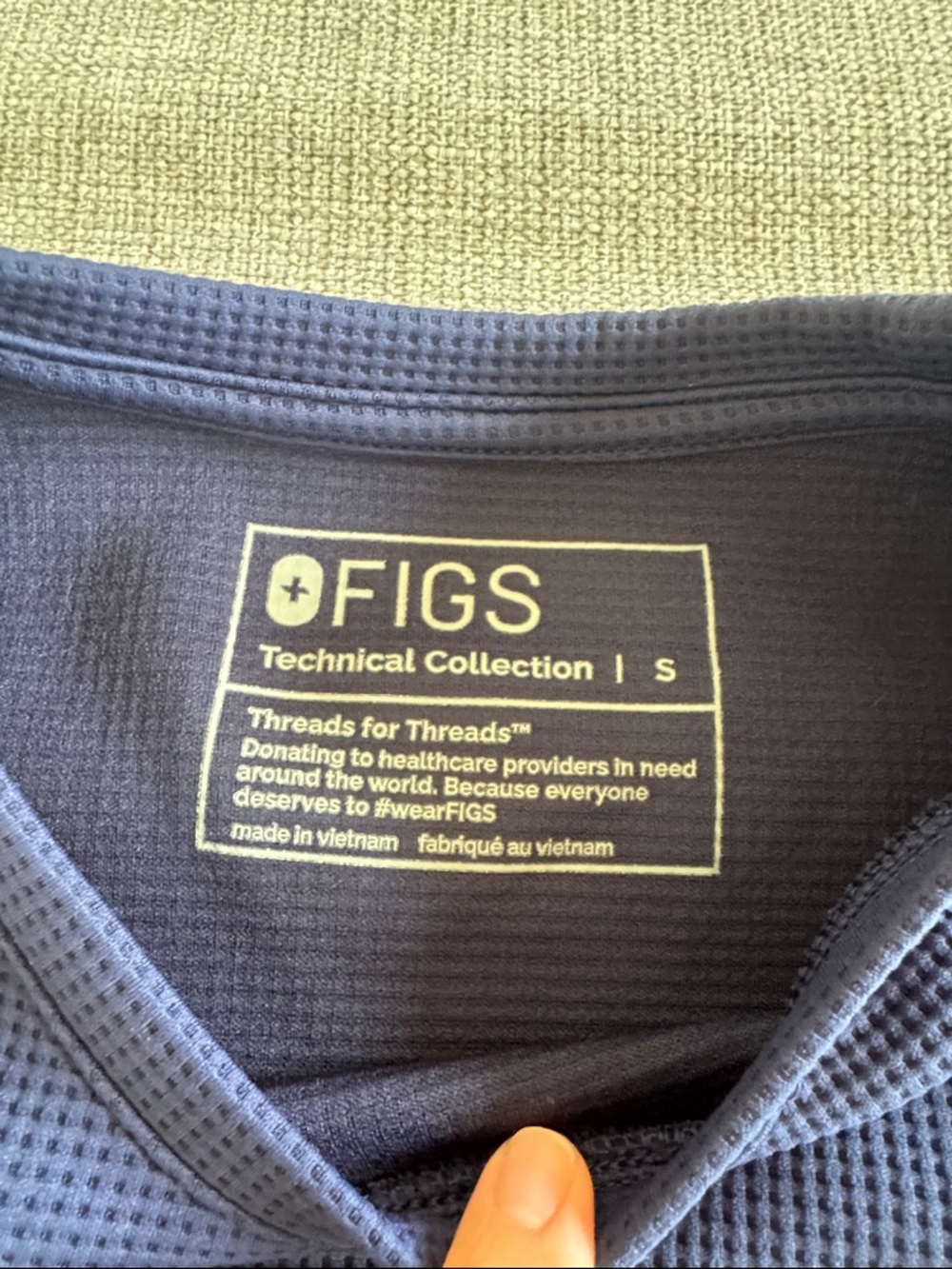 FIGS Navy Waffle-Knit Long Sleeve Underscrub - Picture 2 of 4